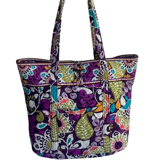 Vera Bradley Plum Crazy Large Multicolor Double-Handle Beach Tote Bag - Picture 1 of 16
